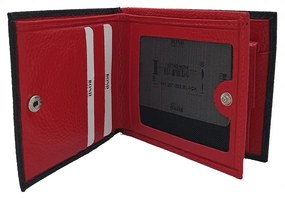 Portofel piele naturala bicolor rosu negru