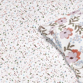 Goldea lenjerie de pat flanel - flori gri-maro cu forme mici și colorate 140 x 200 și 50 x 70 cm