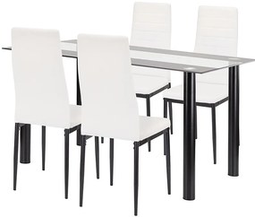 Set de sufragerie Denton 4+1 alb-negru