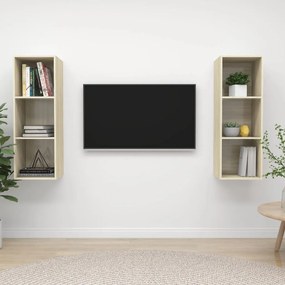 vidaXL Dulapuri TV suspendate, 2 buc, stejar sonoma, lemn prelucrat