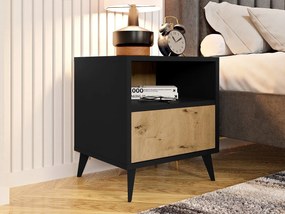 Noptieră Oksewo 1SZ (Stejar artisan + Negru) . Promo -16%. 1104518