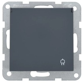 Priza simpla cu impamantare si capac, protectie copii, 16A, IP20, Night, Panasonic Karre Plus 55 Soft Touch