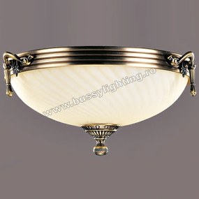 Plafoniera Omega cu Diam 33 cm, Desing Clasic, Finisaj Bronz Antic, Abajur Crem - Bussy Lighting 3035-52-44A