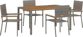 vidaXL Set de masă pentru grădină 5 pcs Gri poliratan