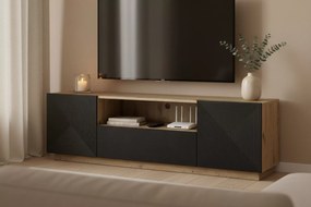 Comodă TV cu sertar și nișă Asha 167 cm - stejar artisan / negru mat