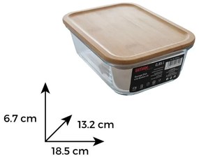 Caserola din sticla termorezistenta yena 0,85L SIMAX 7626/LB, rectangular, cu capac bambus