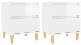 821831 vidaXL Noptiere, 2 buc., alb extralucios, 40x35x50 cm
