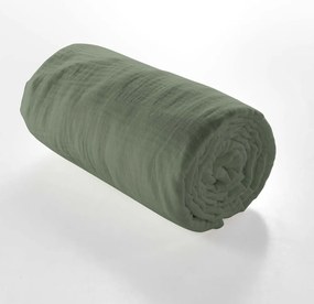 Cearceaf kaki din muselină cu elastic 160x200 cm Angelia – douceur d'intérieur