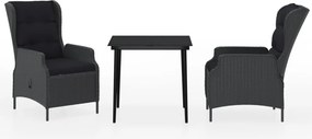 vidaXL Set de mobilier pentru grădină, 3 piese, gri închis
