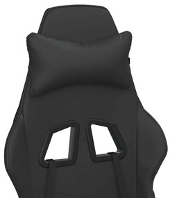 Scaun de gaming cu masaj suport picioare, negru, piele eco