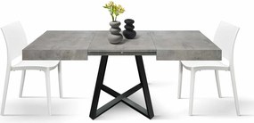 Masa Ariel extensibila, picior metalic negru - BLAT GRI CIMENT