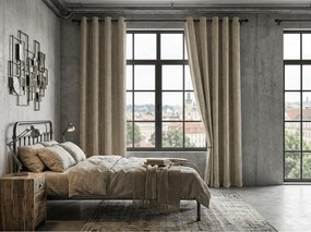 Perdea opaca LOOM VELVET 140x250 cm, bej-maro Agatat: Inele metalice