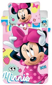 Lenjerie de pat pentru copii roz din bumbac pentru pătuț 100x135 cm Minnie "Sweet" – Jerry Fabrics
