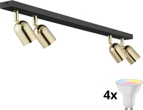 LED RGBW Dimmabil spot TOP 4xGU10/6,5W/230V 2700-6500K negru/auriu