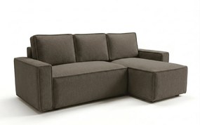 Canapea extensibila de colt SMART BOUCLE, gri-maro, reversibila, 232x143 cm