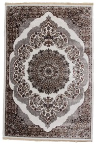 Covor clasic bej maro Isfahan 160x230 covor poliester mecanic pentru living sau dormitor