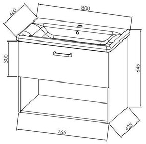 Set mobilier si lavoar Kolpasan, Evelin, 1 sertar, 80 cm, alb / white