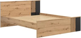 Cadru pat VABRES 160x200, stejar artisan/negru mat, PAL melaminat