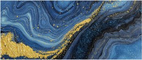 Tablou - Abstracție albastru-aurie (120x50 cm)