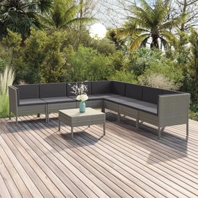 3094458 vidaXL Set mobilier de grădină cu perne, 8 piese, gri, poliratan