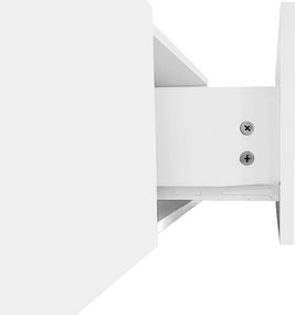 Comodă TV cu iluminare LED, spațiu de depozitare și rafturi din sticlă, 170x33x33,5 cm, Culoare naturală+Alb