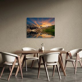 Tablou pe sticlă - Oglindirea în lacul montan (70x50 cm)