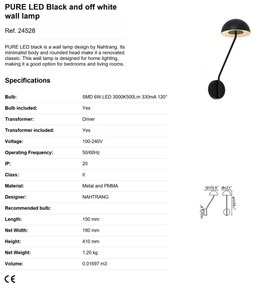 Aplica LED design minimalist PURE neagra