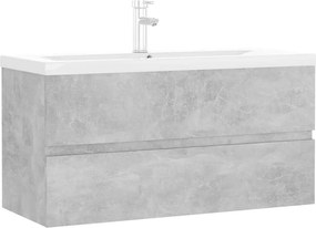 vidaXL Dulap cu chiuvetă încorporată, gri beton, lemn prelucrat