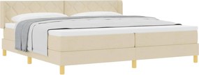 vidaXL Pat cu arcuri cu saltea cu headboard Crem 200 x 200 cm țesătură