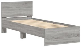 838664 vidaXL Cadru de pat cu tăblie gri sonoma 75x190 cm lemn prelucrat