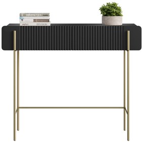 Masă de toaletă Malmi 100 cm - negru mat / picioare aurii