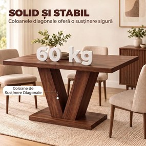 HOMCOM Masă de Dining Dreptunghiulară pentru 4 Persoane 120x80 cm Nuc | Aosom Romania