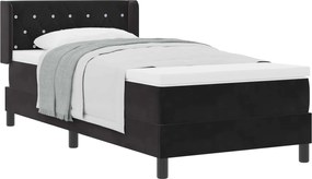 vidaXL Pat cu arcuri cu saltea cu headboard Negru 200 x 90 cm Catifea
