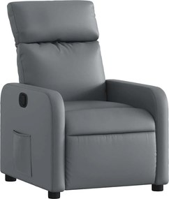 vidaXL Fotoliu rabatabil, gri, piele ecologică