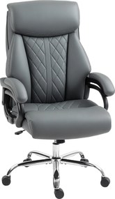 HOMCOM Fotoliu executiv, scaun pentru persoane înalte și robuste suport 150 kg din piele PU cu pernuță cu arcuri, gri antracit | Aosom Romania