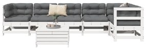 3250865 vidaXL Set canapea de grădină, 7 piese, alb, lemn masiv de pin