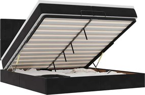 vidaXL Cadru de pat otoman cu saltele, catifea neagră 200x200cm