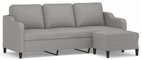 3153511 vidaXL Canapea cu 3 locuri și taburet, gri deschis, 180 cm, textil
