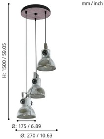 Eglo 49647 - Lustră pe cablu BARNSTAPLE 3xE27/40W/230V