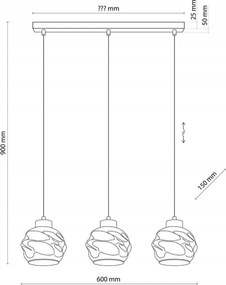 Lustră LED suspendată pe cablu ZULIA 3xE27/15W/230V negru / negru fumuriu