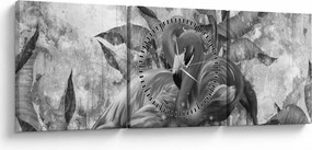 Tablou - Graffiti cu flamingo (cu ceas) (90x30 cm)