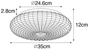 Plafoniera clasică neagră cu sticlă opalescentă 35 cm IP44 - Nohmi