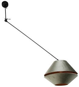 Lampă Pandantiv Negru cu Abajur Dublu din Catifea Verde cu Interior Auriu - Blitz