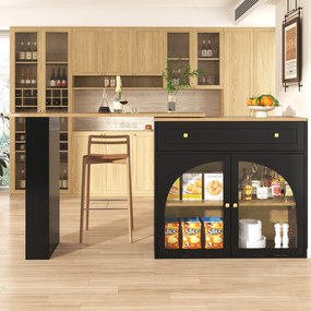 Masă de bar extensibilă cu spațiu de depozitare, Negru | Aosom Romania