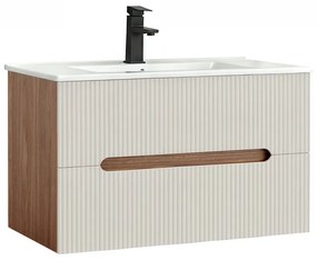 Trent 80 dulap de baie inferior cu chiuvetă ceramică (2 sertare) sunset oak-alb