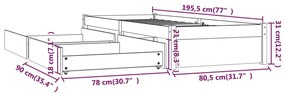 Cadru de pat cu sertare Small Single 2FT6, alb, 75x190 cm Alb, 75 x 190 cm