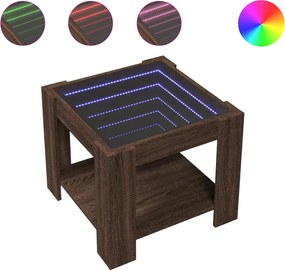 vidaXL Măsuță de cafea cu LED stejar maro 53x53x45 cm lemn prelucrat