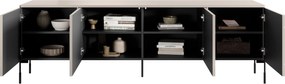 Comodă TV Sonatia 200 cm cu patru uși pe picioare metalice - casmir