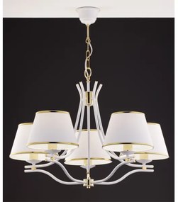 Jupiter 2084 - Candelabru pe lanț SAMBA, 5xE27/15W/230V, alb/auriu
