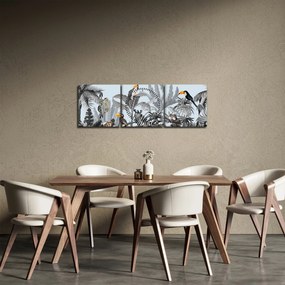 Tablou - Animale în pădurea tropicală (cu ceas) (90x30 cm)